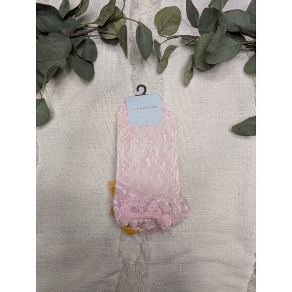 Anthropologie Lace Socks in Pink & Yellow - Picture 1 of 3